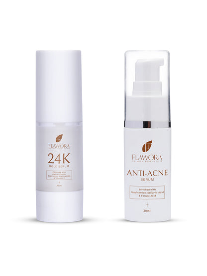 Flawora 24k Gold+Anti Acne Serum-Combo