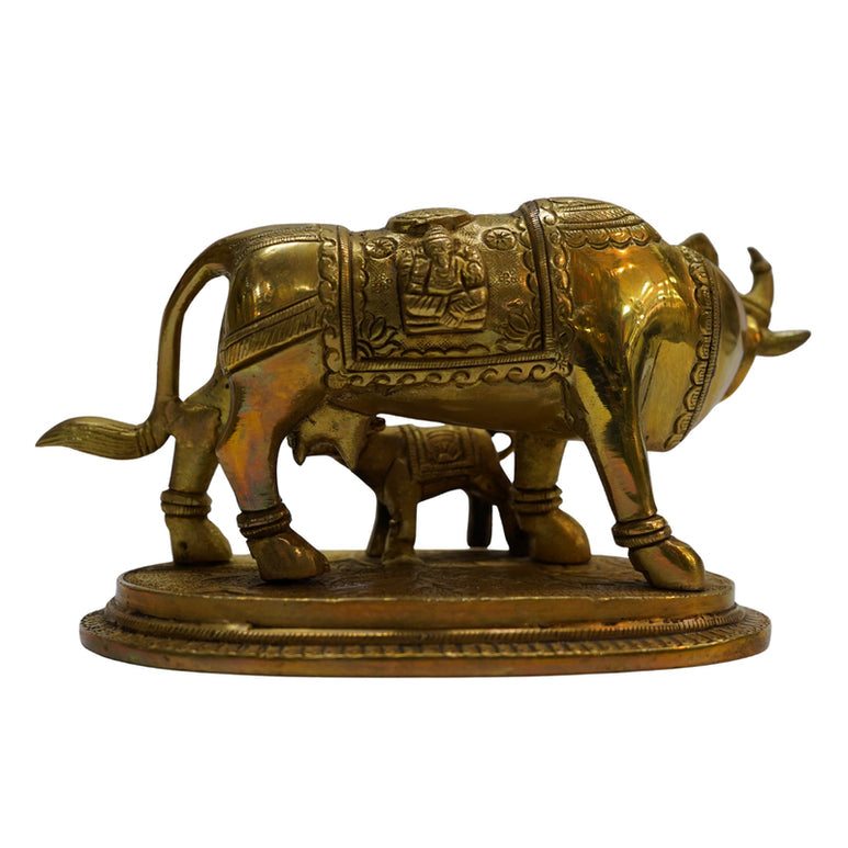 Brass Cow with Calf Idol 1646g