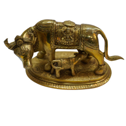 Brass Cow with Calf Idol 1646g