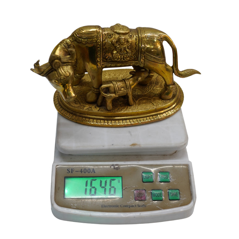 Brass Cow with Calf Idol 1646g