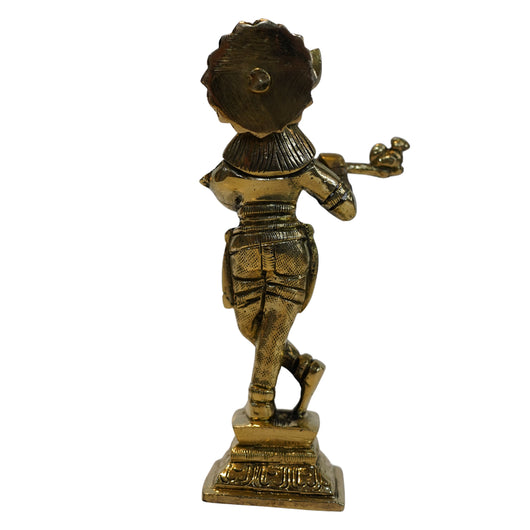 Brass Lord Krishna Playing Flute Statue 538g