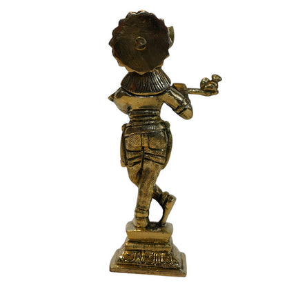 Brass Lord Krishna Playing Flute Statue 538g