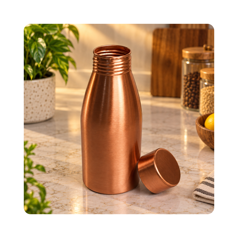 Mahita Collections Pure Copper Plain Drinking Bottle 500 ml