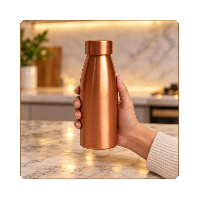 Mahita Collections Pure Copper Plain Drinking Bottle 500 ml