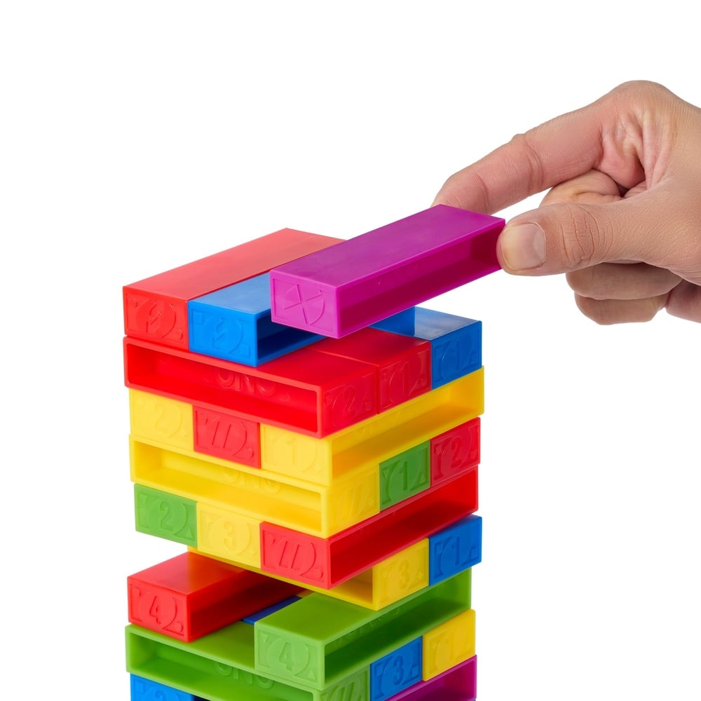 Mattel Games UNO Stacko Blocks & Tray Stacking Toy Game