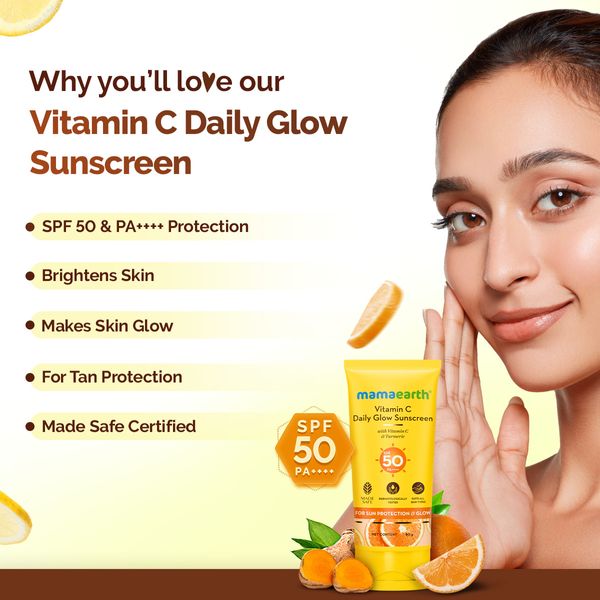 Mamaearth Vitamin C Daily Glow Sunscreen for Sun Protection and Glow