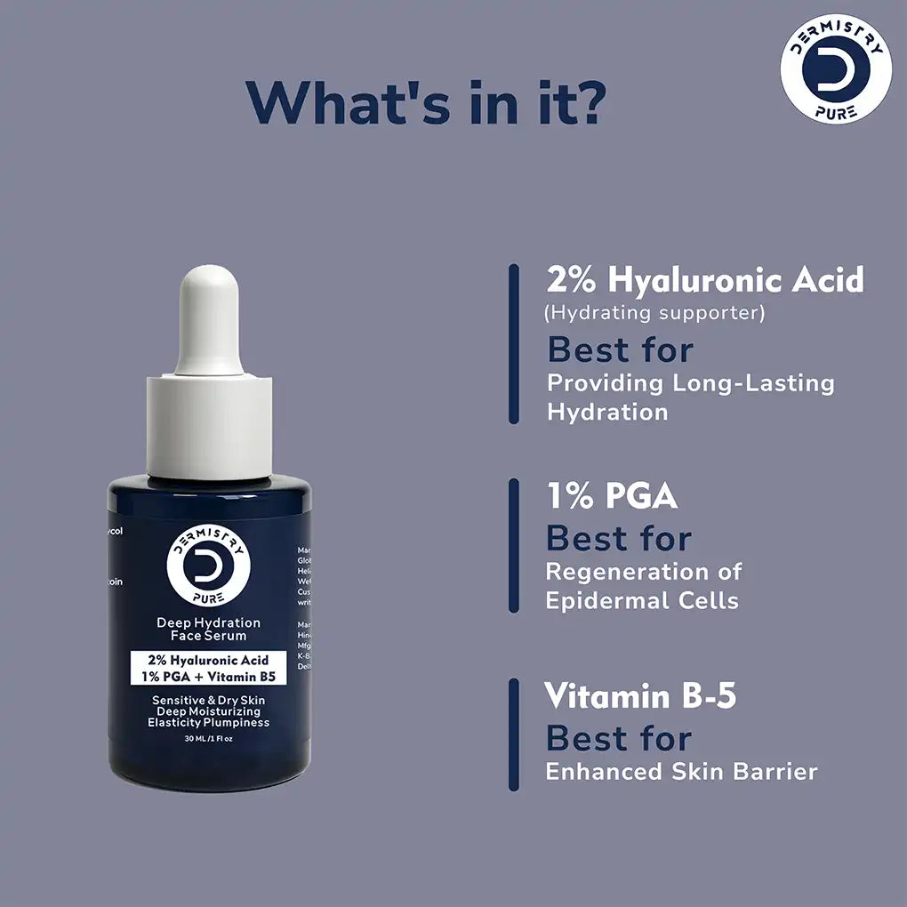 Dermistry Deep Hydration Face Serum – 2% HA| PGA & B5 | Dermistry Pure