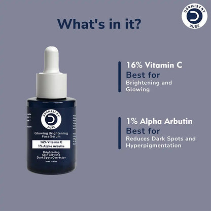 Dermistry 16% Vitamin C + 1% Alpha Arbutin Serum for Glow