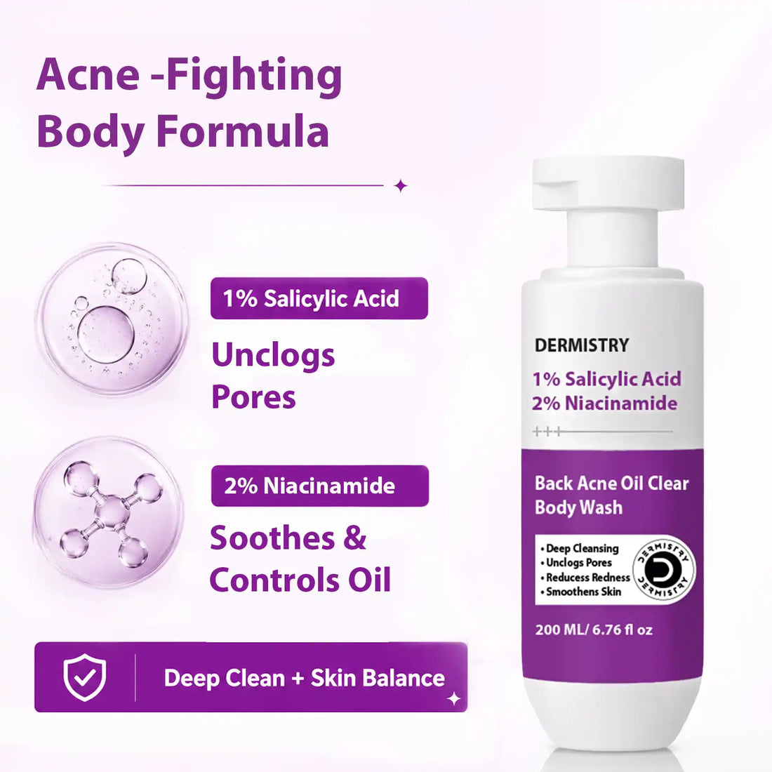 Dermistry Acne Control Body Wash for Clear | Healthy Skin