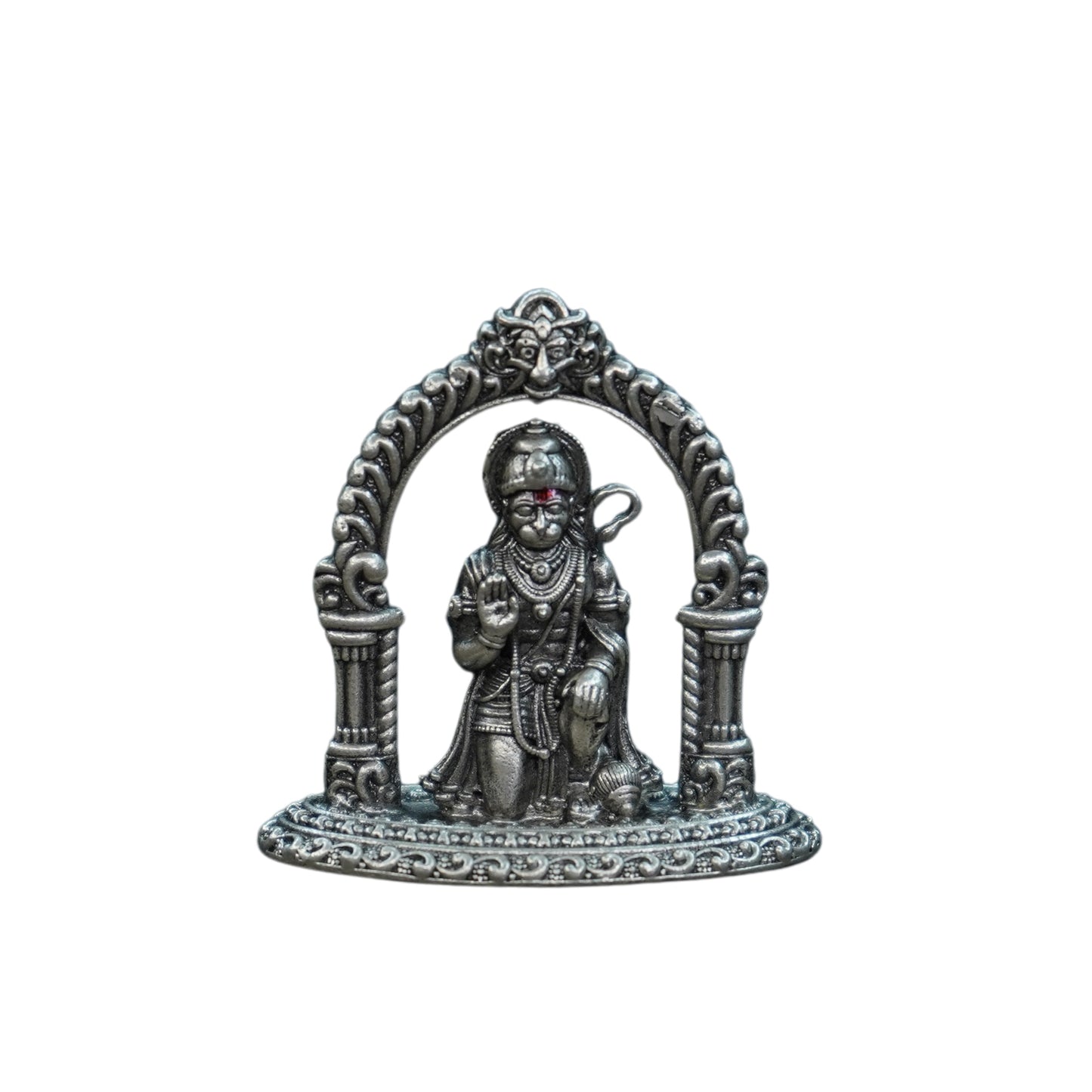 Mahita Collections Pure Silver Antique Hanuman Idol Sitting With Frame 11.46G