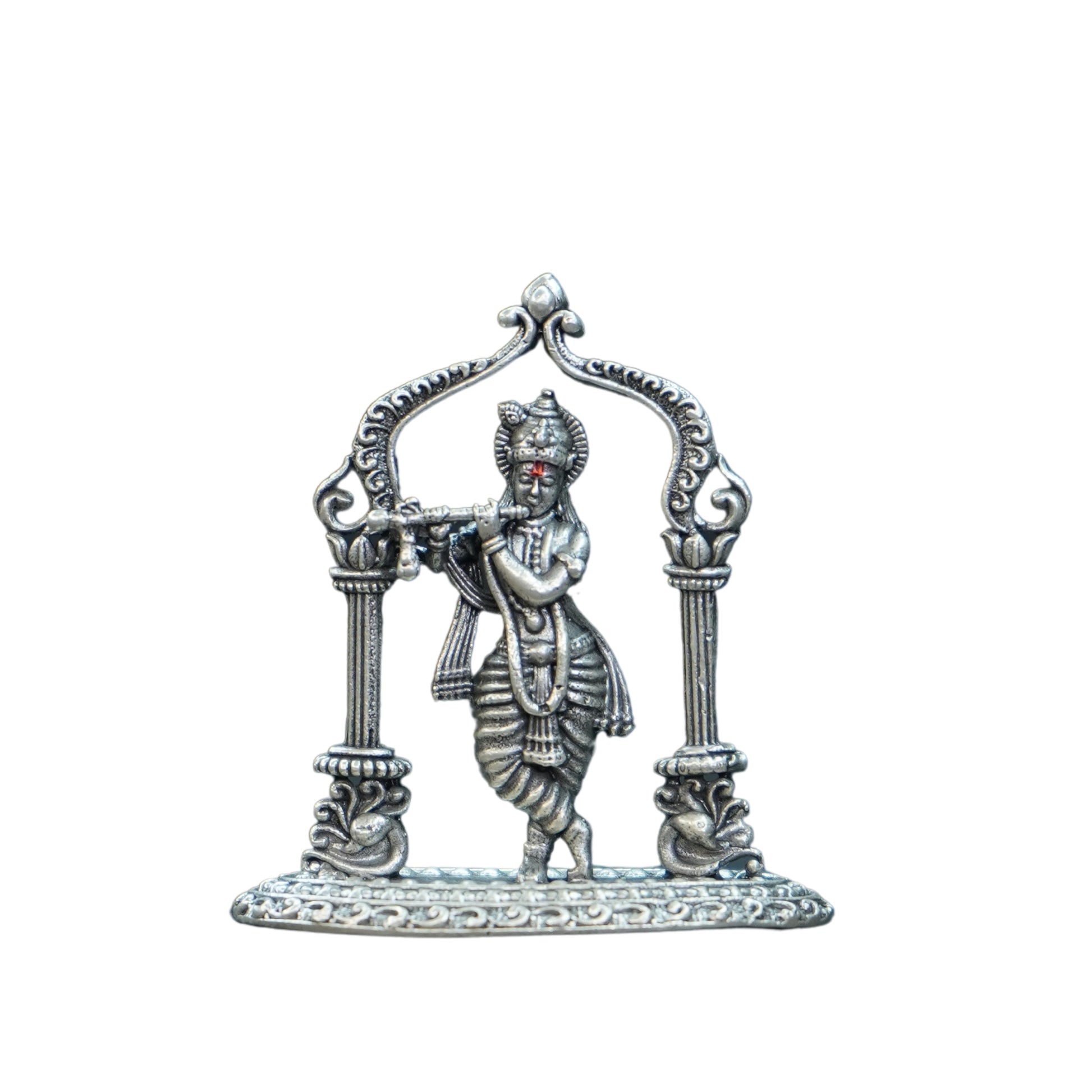 Mahita Collections Pure Silver Antique Krishna Idol With Frame 15.90G