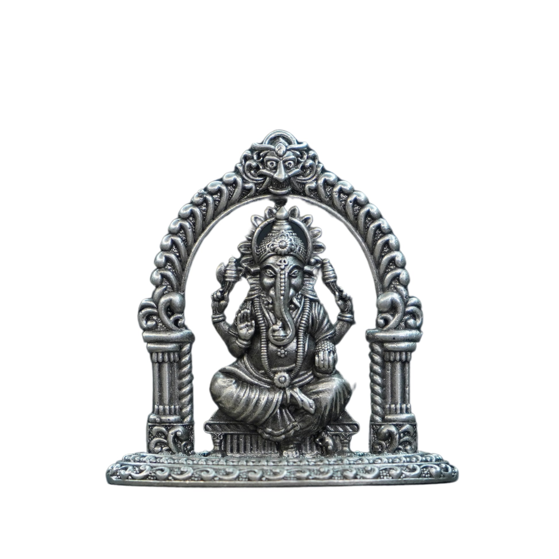 Mahita Collections Pure Silver Antique Ganesh Idol With Frame 23.18G