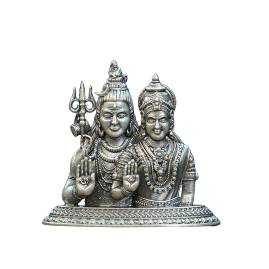 Mahita Collections Pure Silver Antique Shivaparvathi Idol Small 24.13G