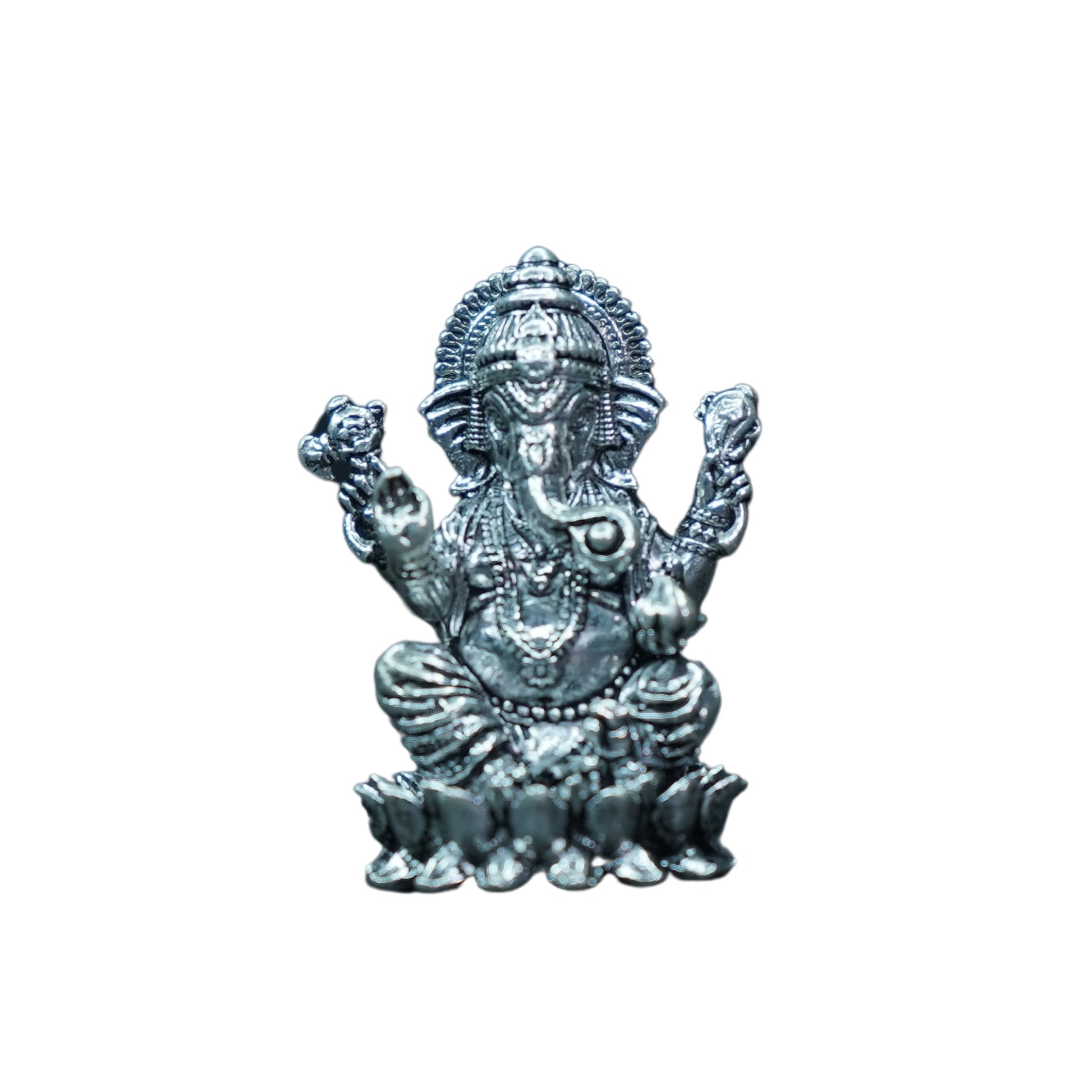 Mahita Collections Pure Silver Antique Lotus Ganesh 22.88g