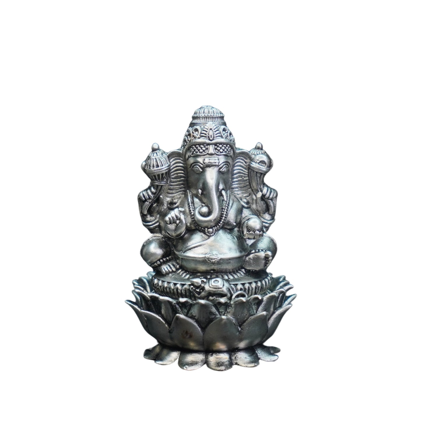 Mahita Collections Pure Silver Antique Padmam Ganesh Right Trunk Sitting 67.51G