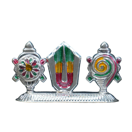 Mahita Collections Pure Silver Antique Pure Silver Shanku Chakram Namam With Colours R,Y,G 20G