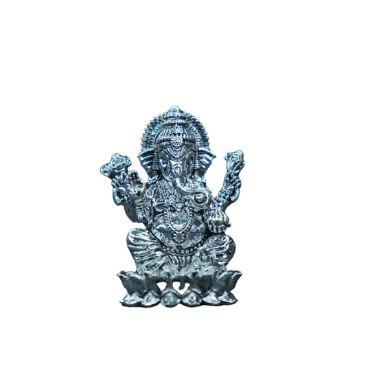 Mahita Collections Pure Silver Antique Lotus Ganesh 60.68g