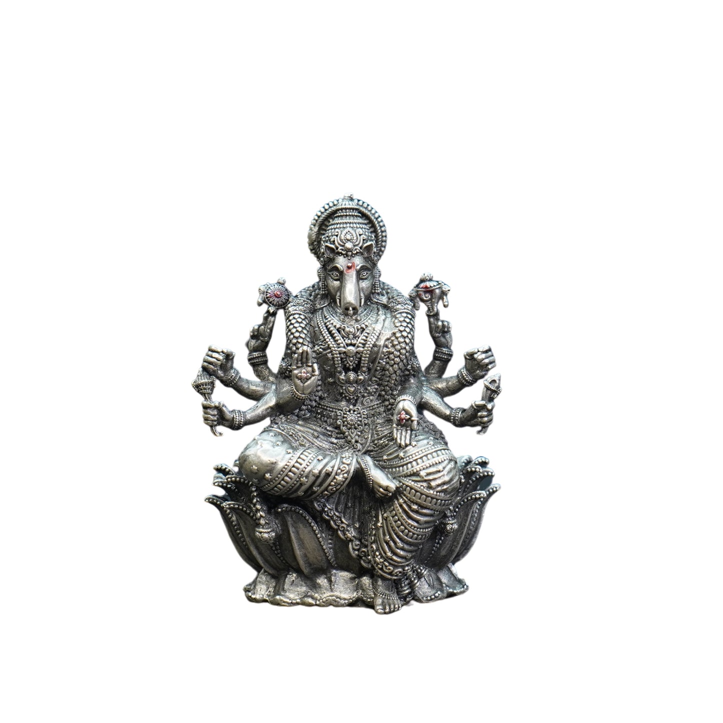 Mahita Collections Pure Silver Antique Varahi Devi Sitting On Lotus Big 83.71G