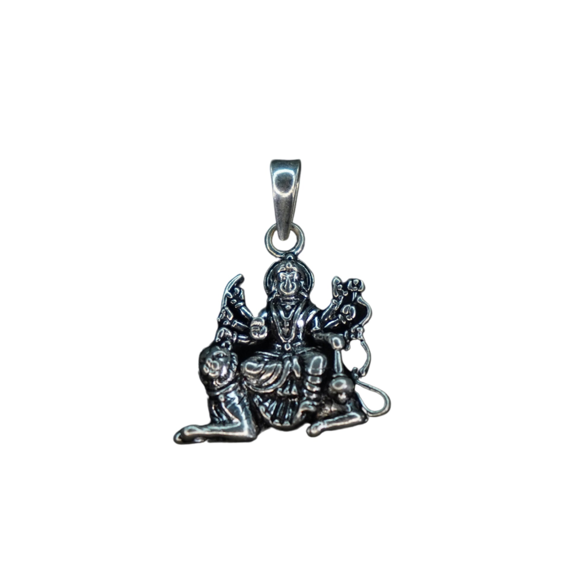 Pure Silver Durga Devi Sitting On Lion 3.76G by Mahita Collection