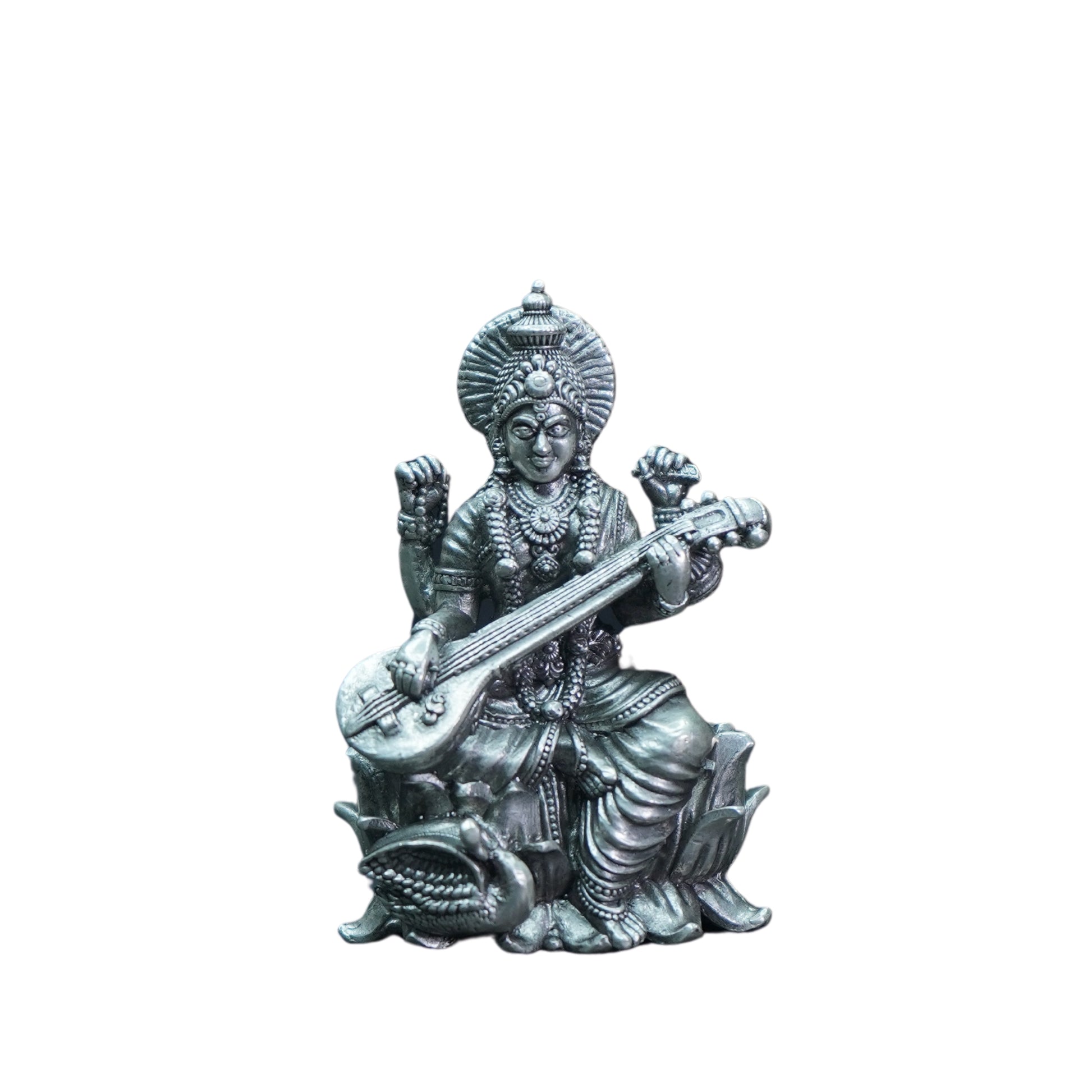 Mahita Collections Pure Silver Antique Sarawathi Idol 59.40G