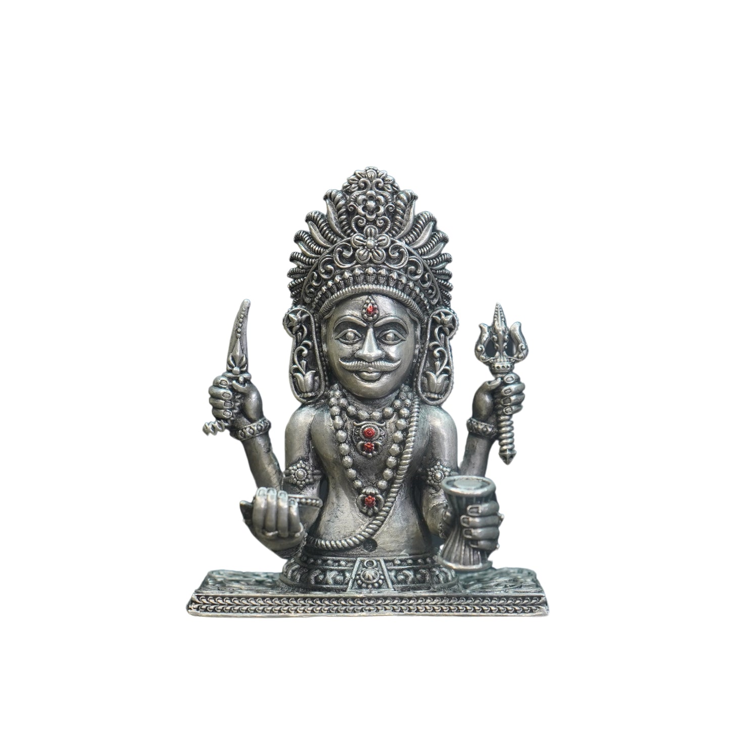 Mahita Collections Pure Silver Antique Nakoda Bhairav Idol 116.73G