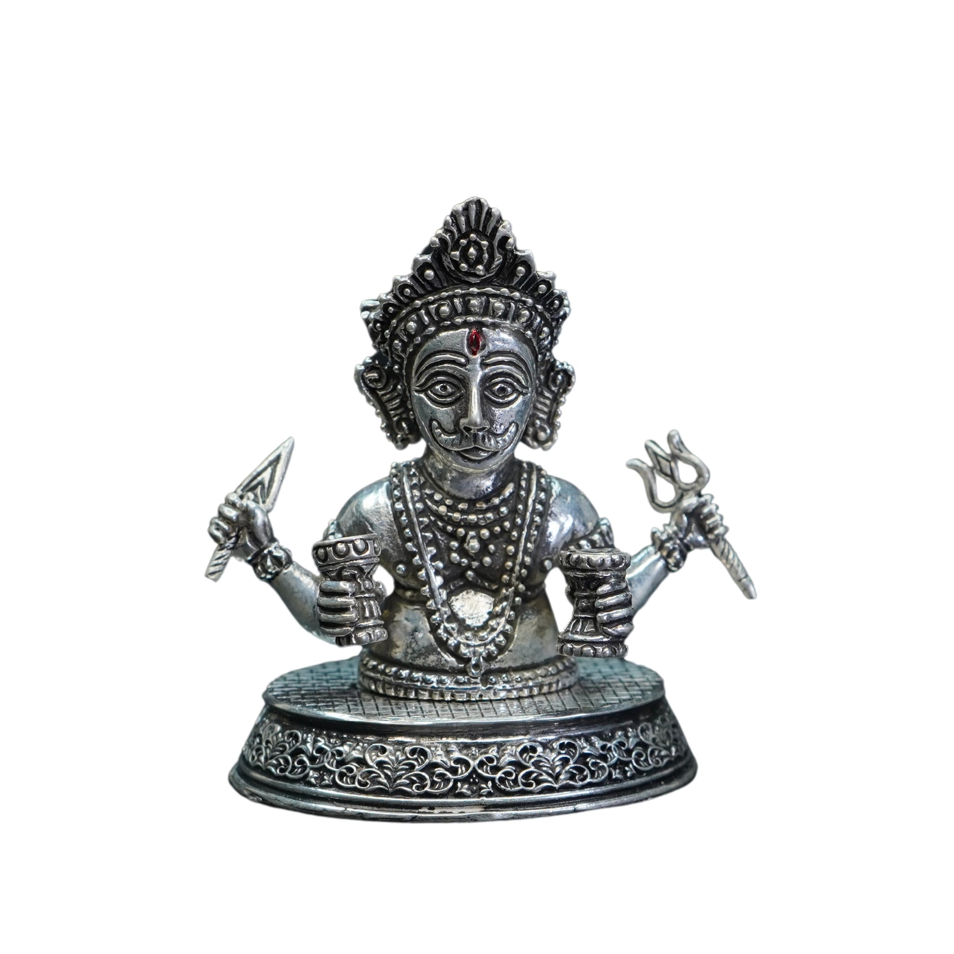 Mahita Collections Pure Silver Antique Nakoda Bhairav Idol 160.2G