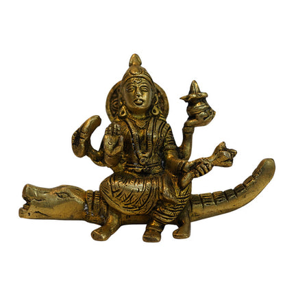 Brass Ganga Devi Spiritual Idol for Temple 745g