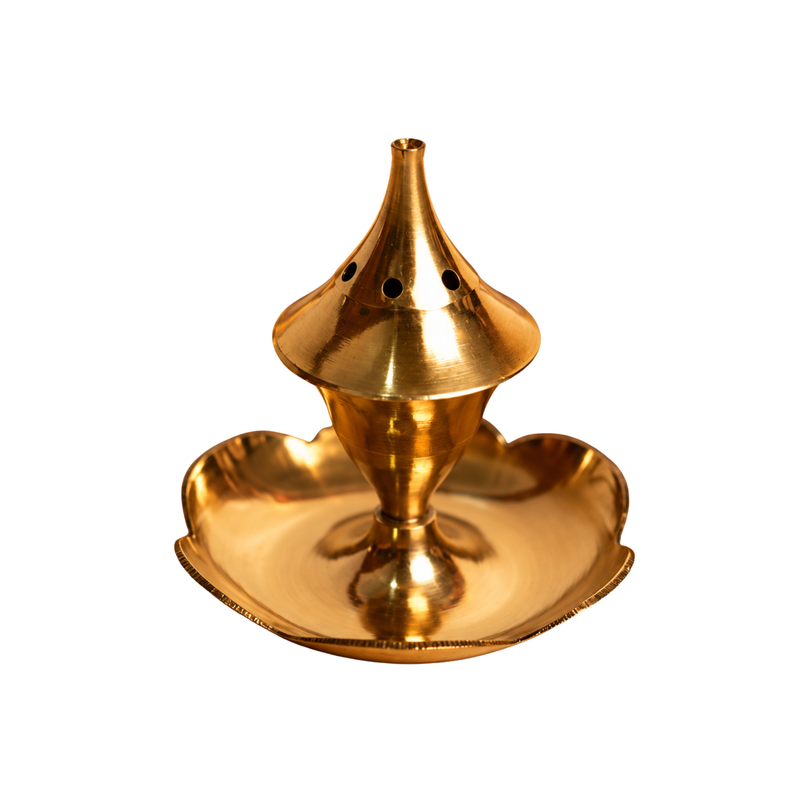 Mahita Collections Traditional Brass Round Incense Holder