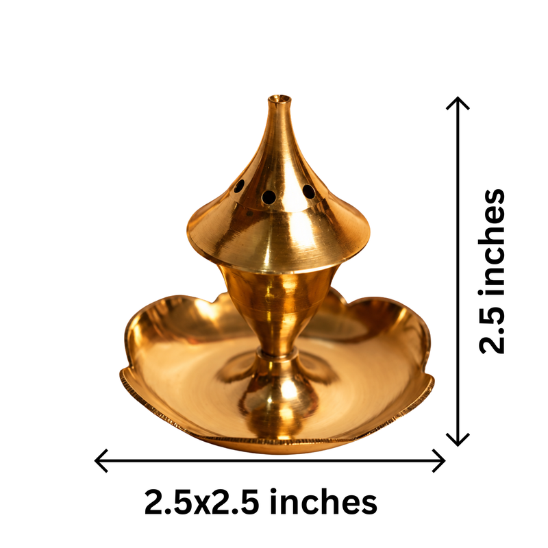 Mahita Collections Traditional Brass Round Incense Holder
