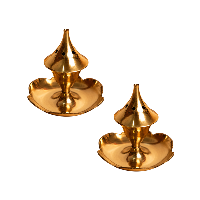 Mahita Collections Traditional Brass Round Incense Holder