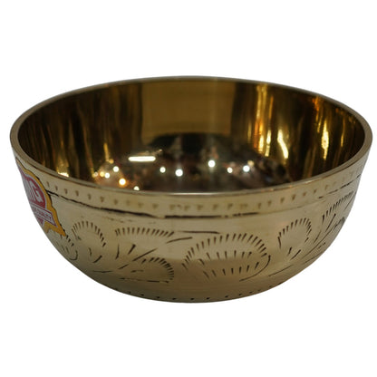 Brass Floral Etching Bowl for Dining & Pooja (Pack of 1) 141g