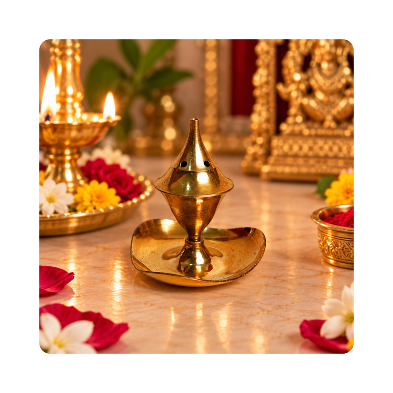 Mahita Collections Traditional Brass Agarbatti Incense Stick Stand
