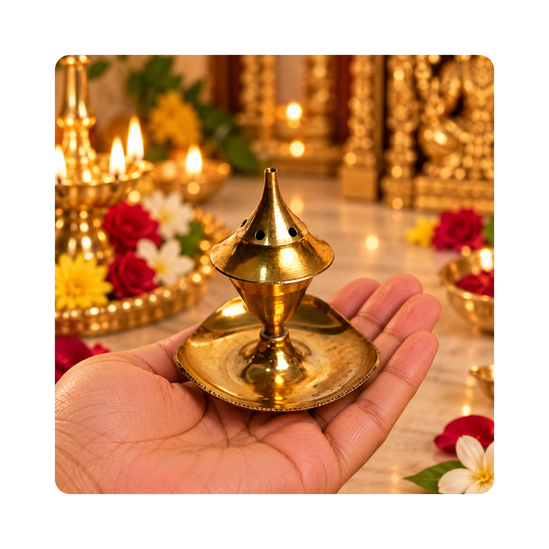 Mahita Collections Traditional Brass Agarbatti Incense Stick Stand