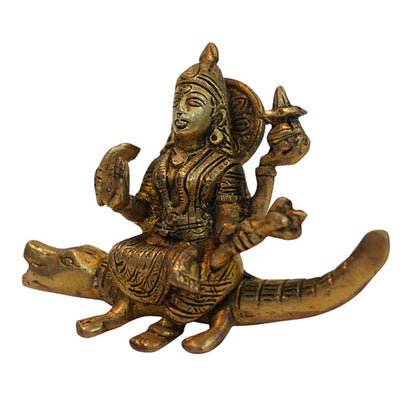 Brass Ganga Devi Spiritual Idol for Temple 745g