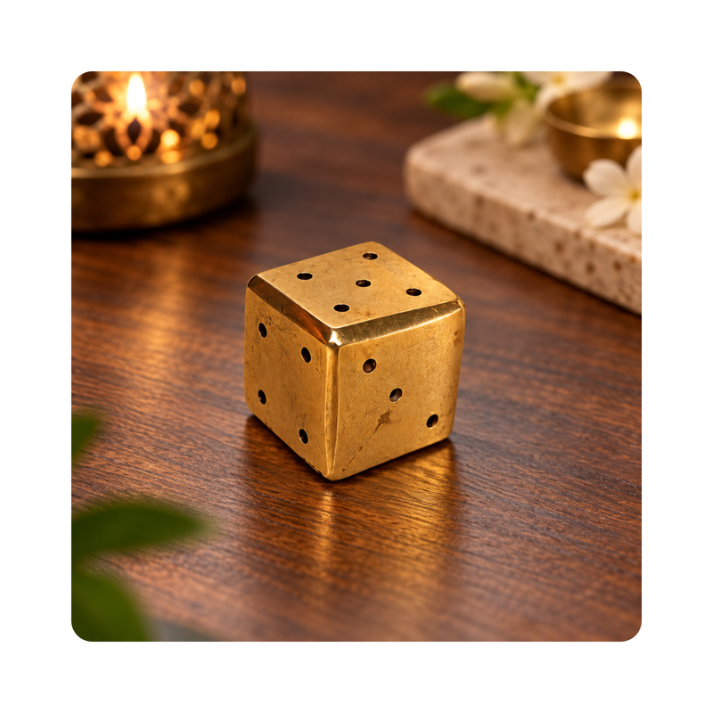 Mahita Collections Brass Dice Incense Holder Agarbatti Stand