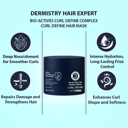 Dermistry Curl Define Hair Mask | Keratin, Hyaluronic & Wheat Protein