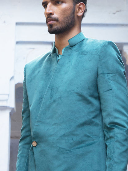 VASTRAMAY Men's Sea Green Combo Set With Dupatta