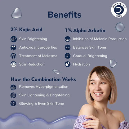 Dermistry 2% Kojic Acid & 1% Alpha Arbutin Serum for Dark Spot