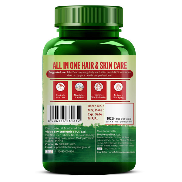 Himalayan Organics Plant Based Hair-Skin Vitamin Biotin + DHT Blocker Veg Capsules