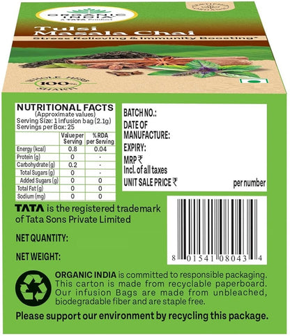 A TATA Product - Organic India Tulsi Masala Chai Stress Relieving
