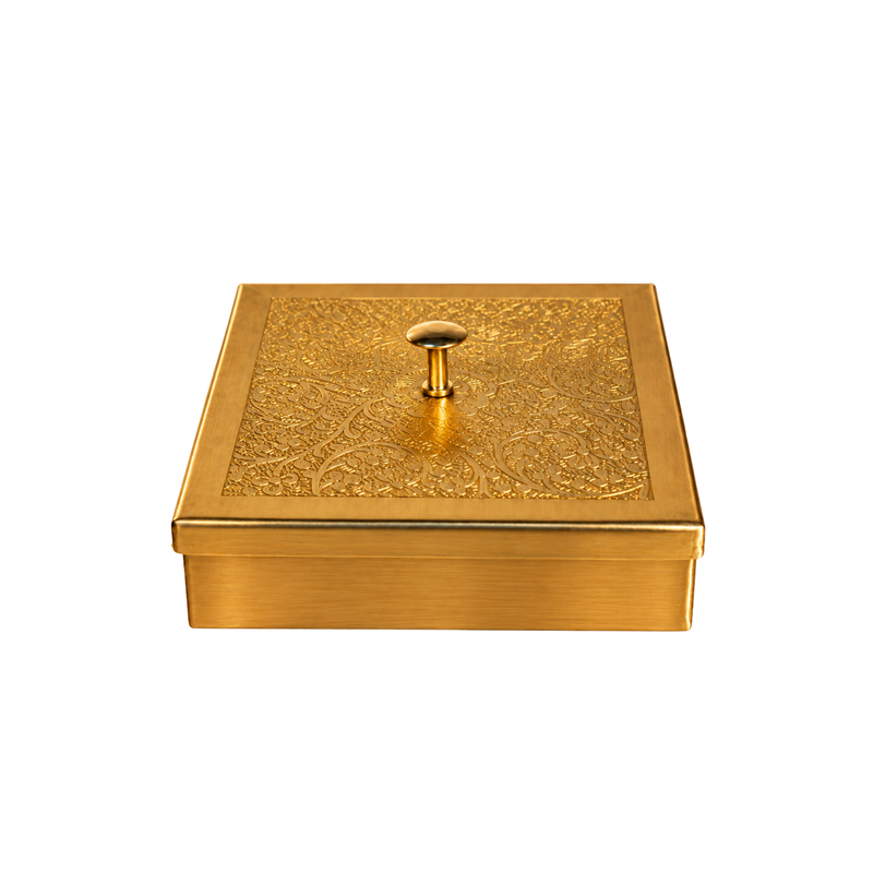 Mahita Collections Square Brass Spice Box Multipurpose Masala Storage Box 694g