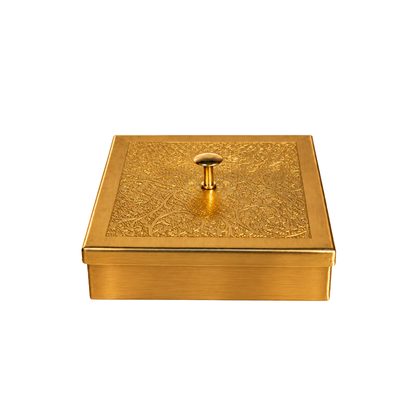 Mahita Collections Square Brass Spice Box Multipurpose Masala Storage Box 694g