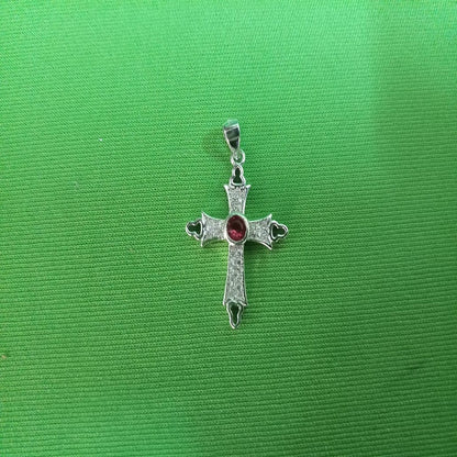 Pure Silver Stone Cross Locket Pendant