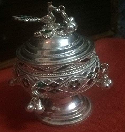 Pure Silver Peacock Kumkum Bharani 50gms - PUSHMYCART