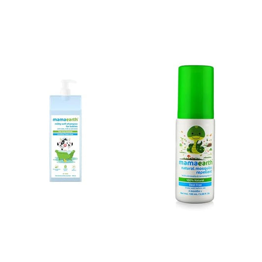 Mamaearth Milky Soft Shampoo & Mamaearth Natural Insect Repellent for Babies - PUSHMYCART