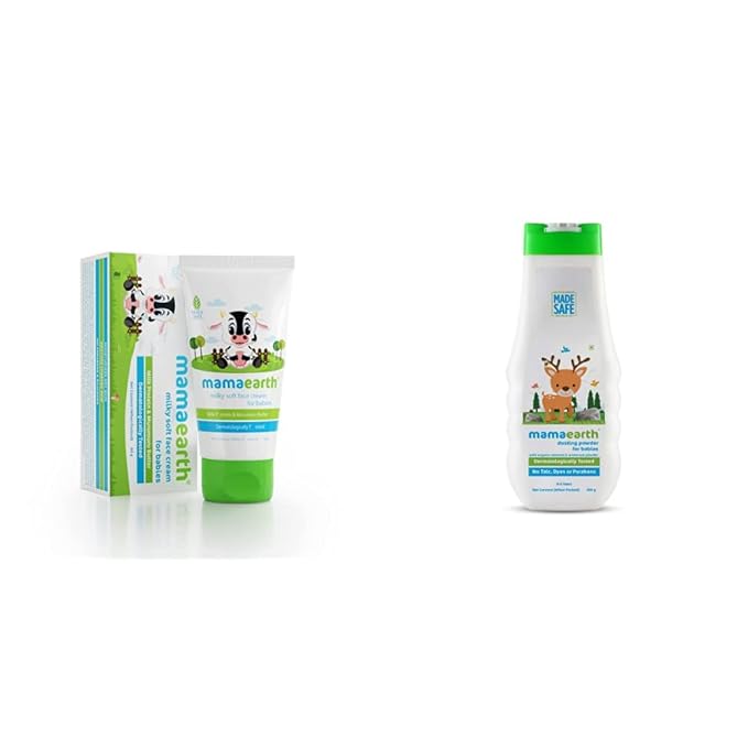 Mamaearth Milky Soft Natural Baby Face Cream & dusting Powder - PUSHMYCART