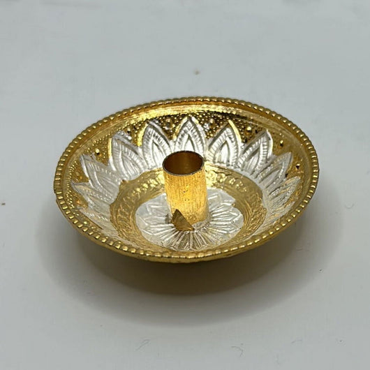 Pure Silver Gold Coated Diya