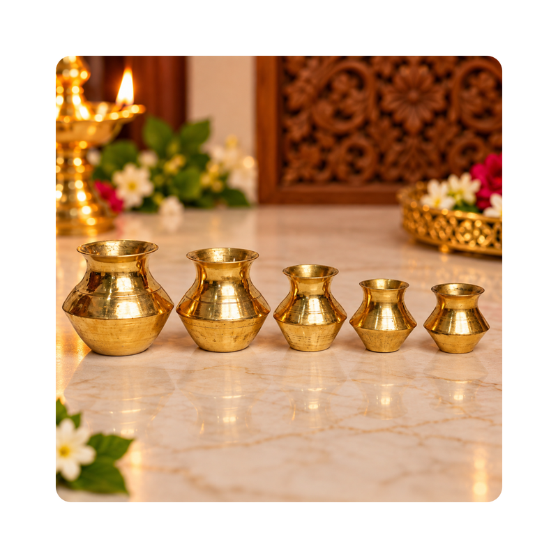 Mahita Collections Brass Matki Showpiece for Table Decor Set of 5 90g