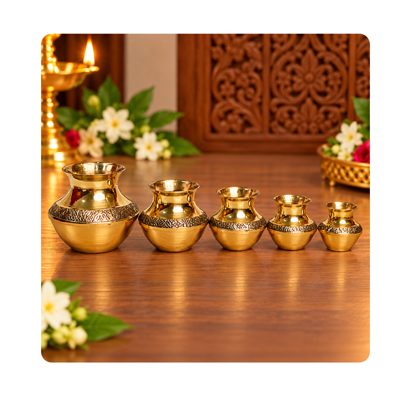 Mahita Collections Brass Small Matki Showpiece Set of 5 201g