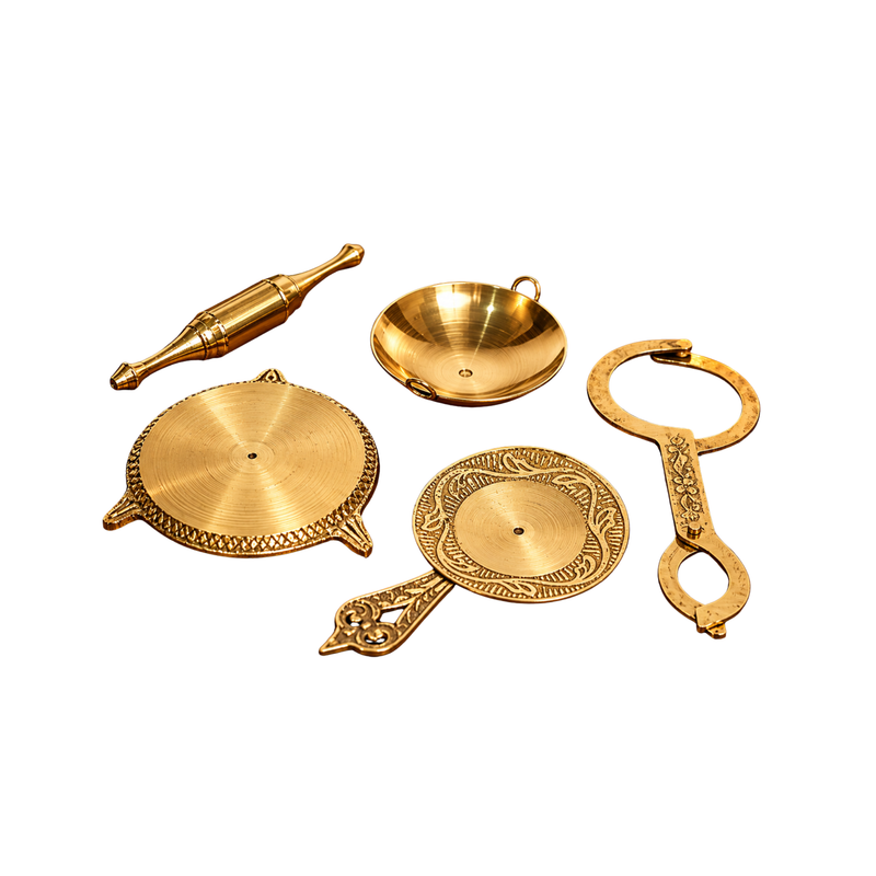 Mahita Collections Brass Miniature Indian Kitchen Set